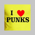 I LOVE PUNKS!   mikina s kapucou stiahnutelnou šnúrkami a klokankovým vreckom vpredu